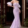 Prom Puff Sleeve Mermaid Gown By Cinderella Divine CD958 1 Prom Puff Sleeve Mermaid Gown By Cinderella Divine CD958