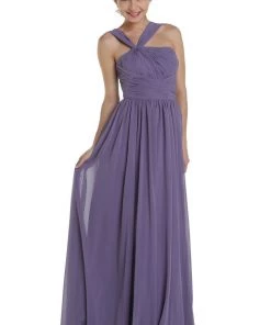 Purple Long One Shoulder Chiffon Dress By Poly USA 6678 14 Purple Long One Shoulder Chiffon Dress By Poly USA 6678