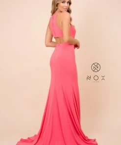 Racerback Long Jersey Dress With Slit By Nox Anabel Q131