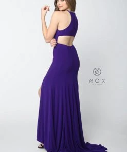 Racerback Long Jersey Dress With Slit By Nox Anabel Q131