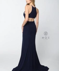 Racerback Long Jersey Dress With Slit By Nox Anabel Q131