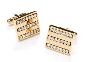 ABC Fashion Men Rectangle Gold Cufflinks With Clear Crystals 3 ABC Fashion Men Rectangle Gold Cufflinks With Clear Crystals