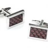 ABC Fashion Men Rectangle Silver Cufflinks With Black And Red Checkers