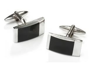 ABC Fashion Rectangle Silver Cufflinks With Black Slate Men 3 ABC Fashion Rectangle Silver Cufflinks With Black Slate Men