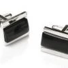 ABC Fashion Men Rectangle Silver Cufflinks With Black Stone 1 ABC Fashion Men Rectangle Silver Cufflinks With Black Stone