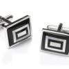 ABC Fashion Rectangular Black And Silver Cufflinks