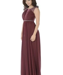 Prom Red Long Ruched Dress With Beaded Sheer Back By Poly USA 9 Prom Red Long Ruched Dress With Beaded Sheer Back By Poly USA