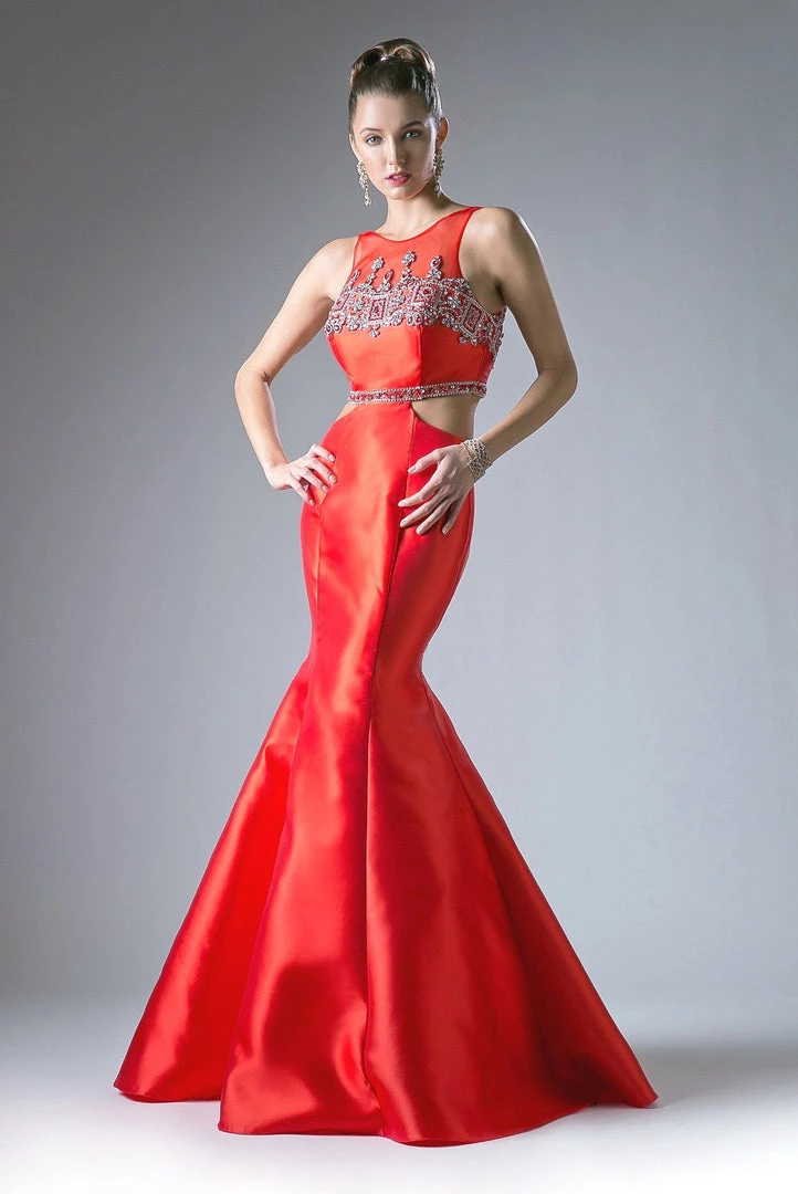 Red Open Back Trumpet Dress By Cinderella Divine 84071 3 Red Open Back Trumpet Dress By Cinderella Divine 84071