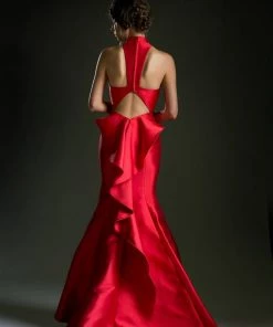 Prom Red Ruffled Mermaid Gown By Cinderella Divine 5172