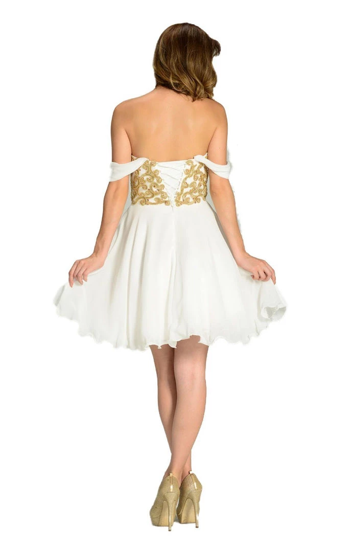 Prom Red Short Appliqued Off The Shoulder Dress By Poly USA 4 Prom Red Short Appliqued Off The Shoulder Dress By Poly USA