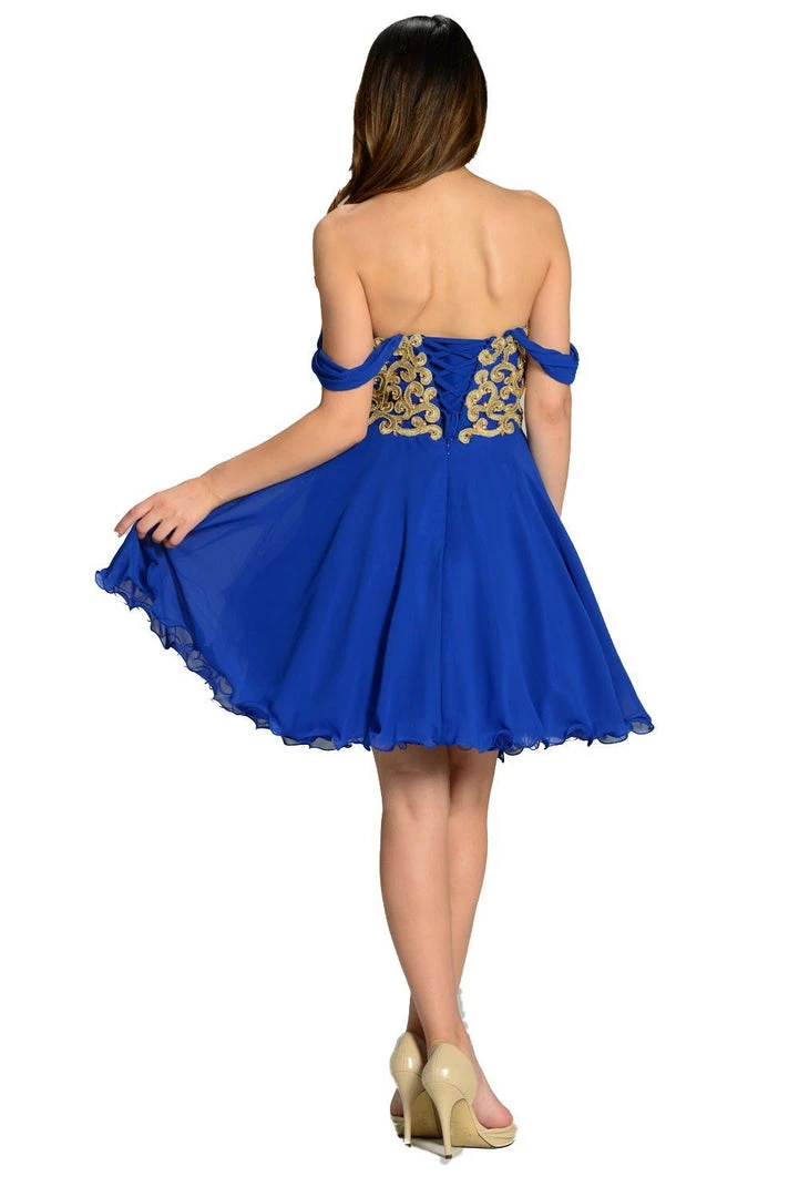 Prom Red Short Appliqued Off The Shoulder Dress By Poly USA 6 Prom Red Short Appliqued Off The Shoulder Dress By Poly USA