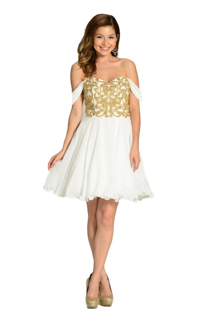 Prom Red Short Appliqued Off The Shoulder Dress By Poly USA 8 Prom Red Short Appliqued Off The Shoulder Dress By Poly USA