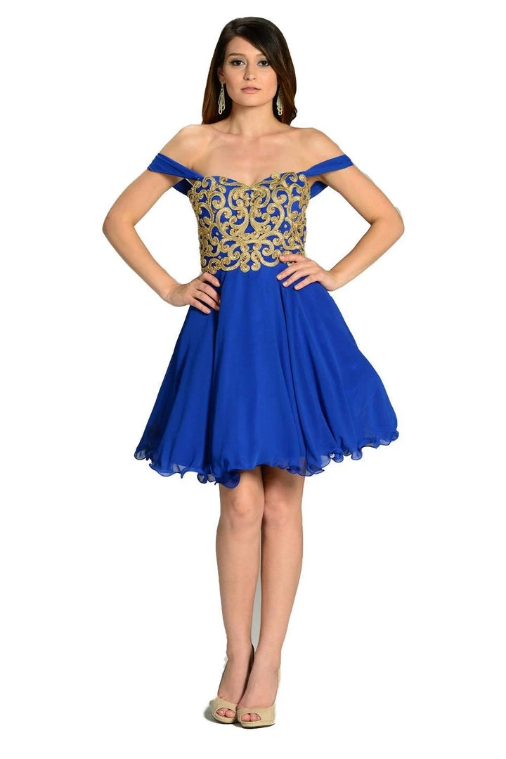 Prom Red Short Appliqued Off The Shoulder Dress By Poly USA 5 Prom Red Short Appliqued Off The Shoulder Dress By Poly USA