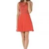 Red Short Chiffon Dress With Lace Applique Bodice By Poly USA Prom