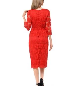 Mother Of The Bride Dresses Red Short Floral Lace Dress With Sleeves By Lenovia 18 Mother Of The Bride Dresses Red Short Floral Lace Dress With Sleeves By Lenovia