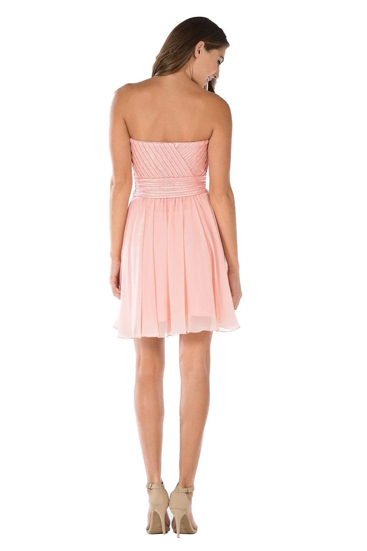 Prom Red Short Strapless Dress With Sequined Top By Poly USA 10 Prom Red Short Strapless Dress With Sequined Top By Poly USA