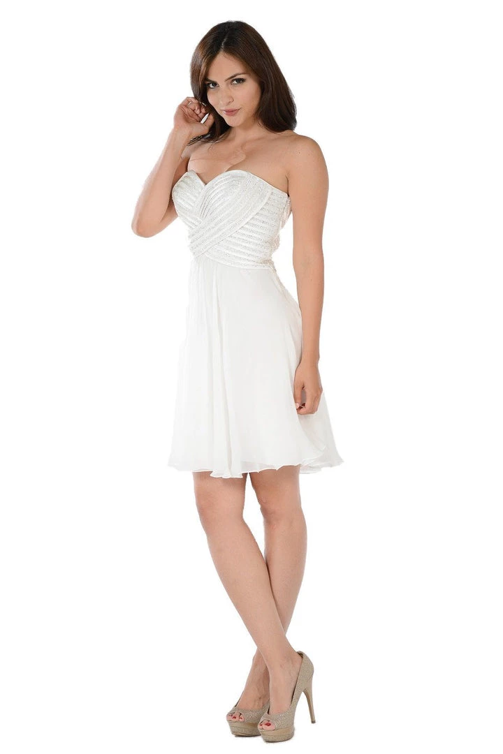 Prom Red Short Strapless Dress With Sequined Top By Poly USA 11 Prom Red Short Strapless Dress With Sequined Top By Poly USA