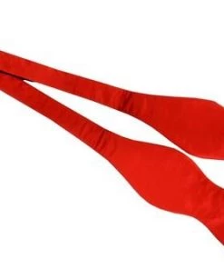 Vesuvio Napoli Red Silk Self Tie Bow Ties Men