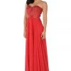 Prom Red Strapless Sweetheart Gown With Sequined Top By Poly USA