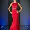 Red Trumpet Satin Gown By Cinderella Divine CD495
