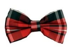 Vesuvio Napoli Men Red/Black Plaid Bow Ties With Matching Pocket Squares
