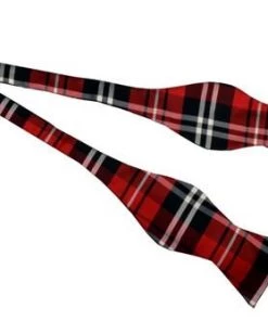 Vesuvio Napoli Red/Black Self Tie Plaid Bow Ties