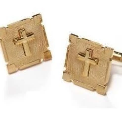 ABC Fashion Religious Gold Cufflinks With Cross Men