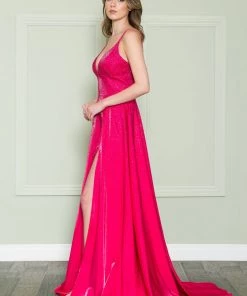 Prom Rhinestone Beaded A-line Gown By Poly USA 8922