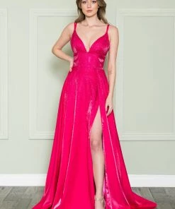 Prom Rhinestone Beaded A-line Gown By Poly USA 8922