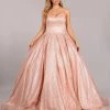 Quinceañera Rose Gold Glitter Strapless Ball Gown By Cinderella Couture