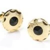 ABC Fashion Men Round Gold Cufflinks With Black Crystal