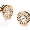 ABC Fashion Round Gold Cufflinks With Clear Crystals