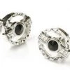 ABC Fashion Round Silver Cufflinks With Black And Clear Crystals
