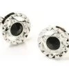 ABC Fashion Round Silver Cufflinks With Black And Clear Crystals