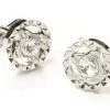 ABC Fashion Round Silver Cufflinks With Clear Crystals