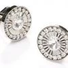 ABC Fashion Men Round Silver Cufflinks With Clear Crystals 1 ABC Fashion Men Round Silver Cufflinks With Clear Crystals