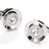 ABC Fashion Round Silver Cufflinks With Clear Crystals Men