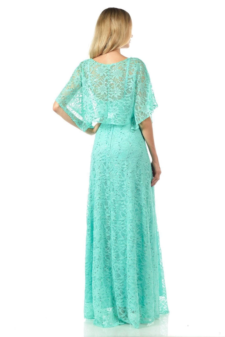 Lenovia Royal Blue Long Sequined Lace Dress With Lace Caplet Prom 23 Lenovia Royal Blue Long Sequined Lace Dress With Lace Caplet Prom