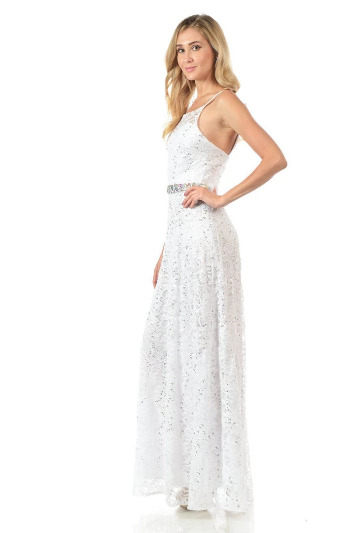 Lenovia Royal Blue Long Sequined Lace Dress With Lace Caplet Prom 30 Lenovia Royal Blue Long Sequined Lace Dress With Lace Caplet Prom