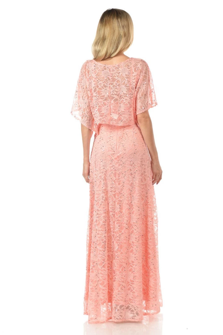 Lenovia Royal Blue Long Sequined Lace Dress With Lace Caplet Prom 13 Lenovia Royal Blue Long Sequined Lace Dress With Lace Caplet Prom