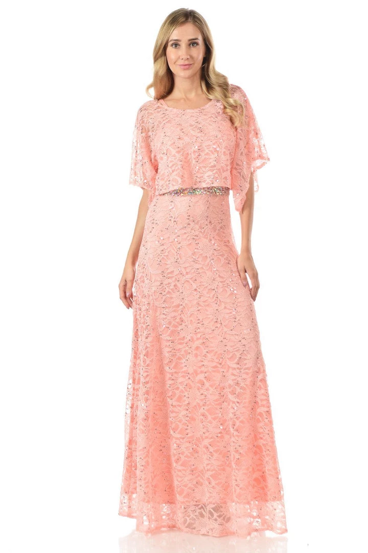 Lenovia Royal Blue Long Sequined Lace Dress With Lace Caplet Prom 12 Lenovia Royal Blue Long Sequined Lace Dress With Lace Caplet Prom