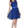 Royal Blue Short Knee Length Chiffon Dress By Poly USA