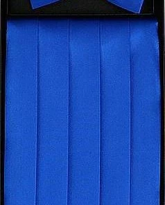 Vesuvio Napoli Royal Blue Silk Satin Cummerbund And Bow Tie Set