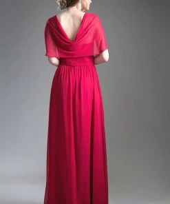 Short Sleeve Chiffon Gown By Cinderella Divine CH532 Prom