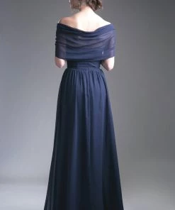 Short Sleeve Chiffon Gown By Cinderella Divine CH532 Prom