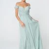 Ruched Long A-line Cold Shoulder Dress By Elizabeth K GL2824 Prom