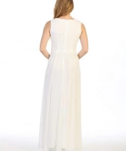 Ruched Long A-line Sleeveless Chiffon Dress By Celavie 6474 Prom