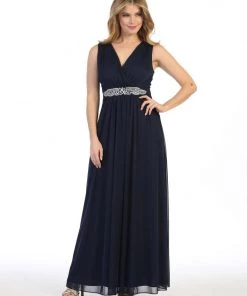 Ruched Long A-line Sleeveless Chiffon Dress By Celavie 6474 Prom 23 Ruched Long A-line Sleeveless Chiffon Dress By Celavie 6474 Prom