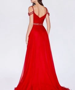 Prom Ruched Long Cold Shoulder Dress By Cinderella Divine P211