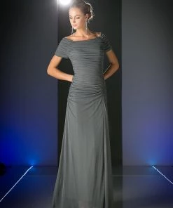 Prom Ruched Long Short Sleeve Dress By Cinderella Divine 3813